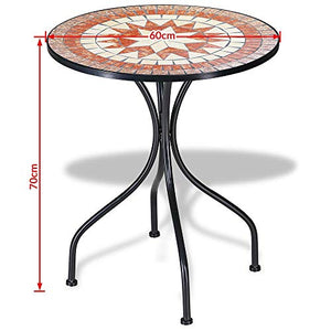 Set Tavolo + Sedie Pieghevoli Mosaico Arredo Esterno Giardino Metall Con Cuscino