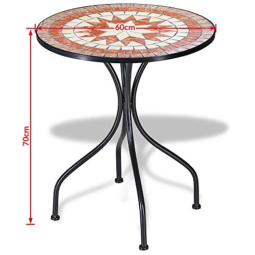 Set Tavolo + Sedie Pieghevoli Mosaico Arredo Esterno Giardino Metall Con Cuscino