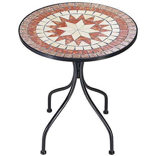 Set Tavolo + Sedie Pieghevoli Mosaico Arredo Esterno Giardino Metall Con Cuscino