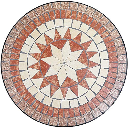 Set Tavolo + Sedie Pieghevoli Mosaico Arredo Esterno Giardino Metall Con Cuscino