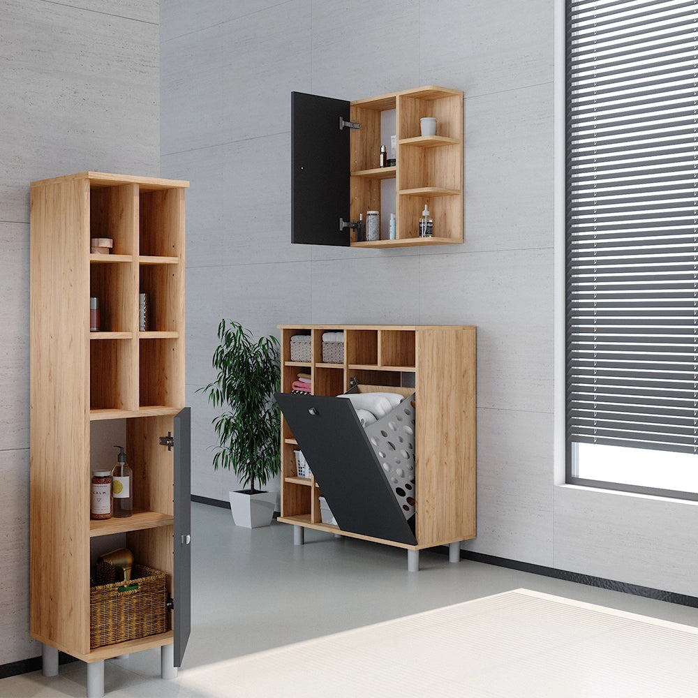 Armadietto da bagno con portabiancheria Fynn Antracite 78.4 x 91.6 cm Vicco