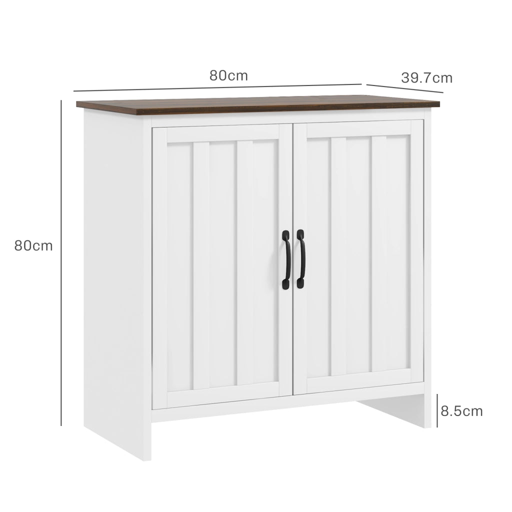 Credenza Moderna con Ante e Ripiano Regolabile ¨C Zephmum ¨C Bianco Legno 80x40x80
