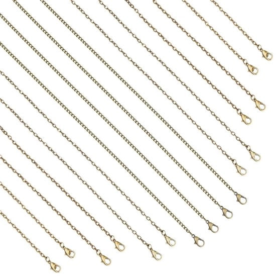 Set di Catene 16 pezzi - Catene a Link Antico - Catene a Cavo in Acciaio - Chiavi a Crociera - Creare Gioielli DIY - 4 Stili