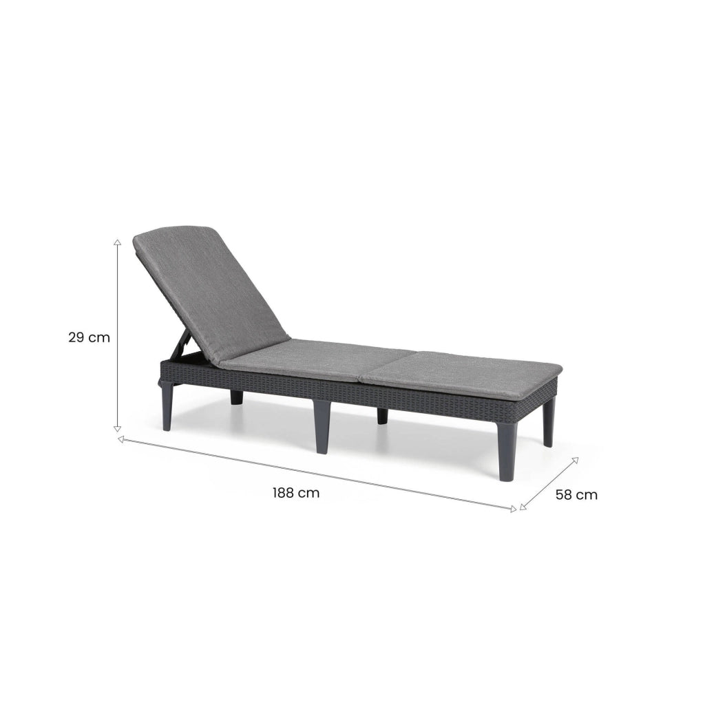 Lettino prendisole Glace, Sdraio da giardino, Letto pieghevole outdoor, Sedia reclinabile, 188x58 h29 cm, Antracite e Grigio