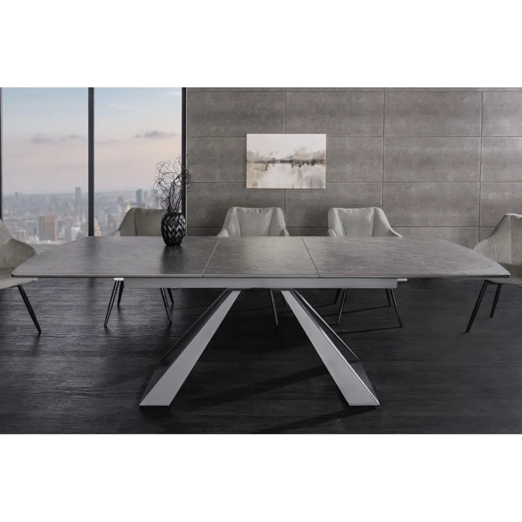 Tavolo da pranzo allungabile OBLIKA 180-230 cm – Ceramica nera e metallo
