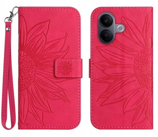 Telaio protettivo shockresistente - pelle PU con stampa di fiori solari - taschini per carte - chiusura magnetica - supporto multiangolare - stile elegante - custodia per cellulare