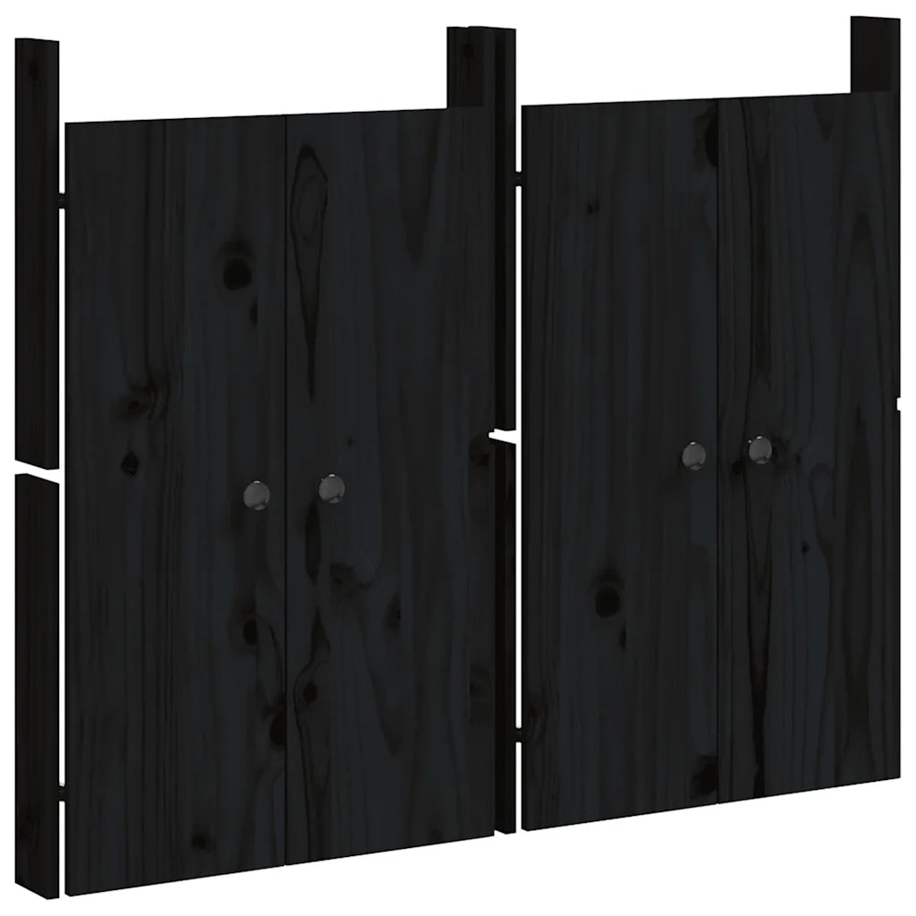 Ante da Cucina da Esterno 2pz-Set di 2 Ante per Cucina da Giardino Nere 50x9x82cm Legno Massello di Pino
