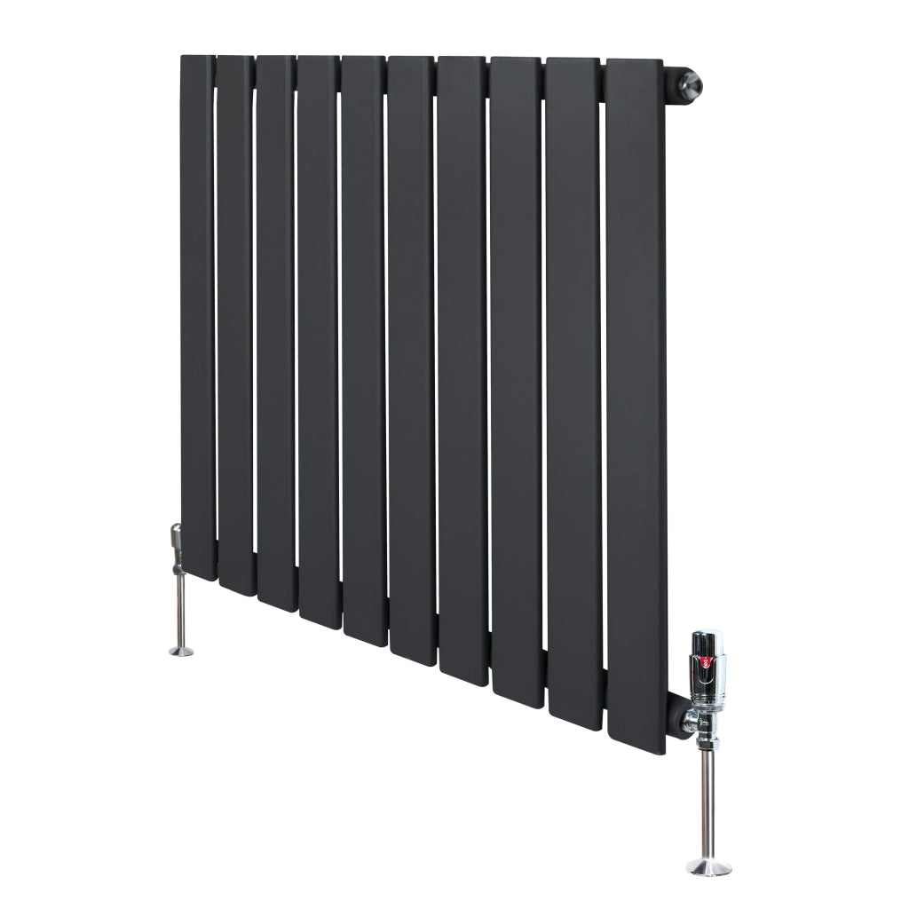 Radiatore Orizzontale 600 x 700 mm con Valvole TRV Grigio Antracite