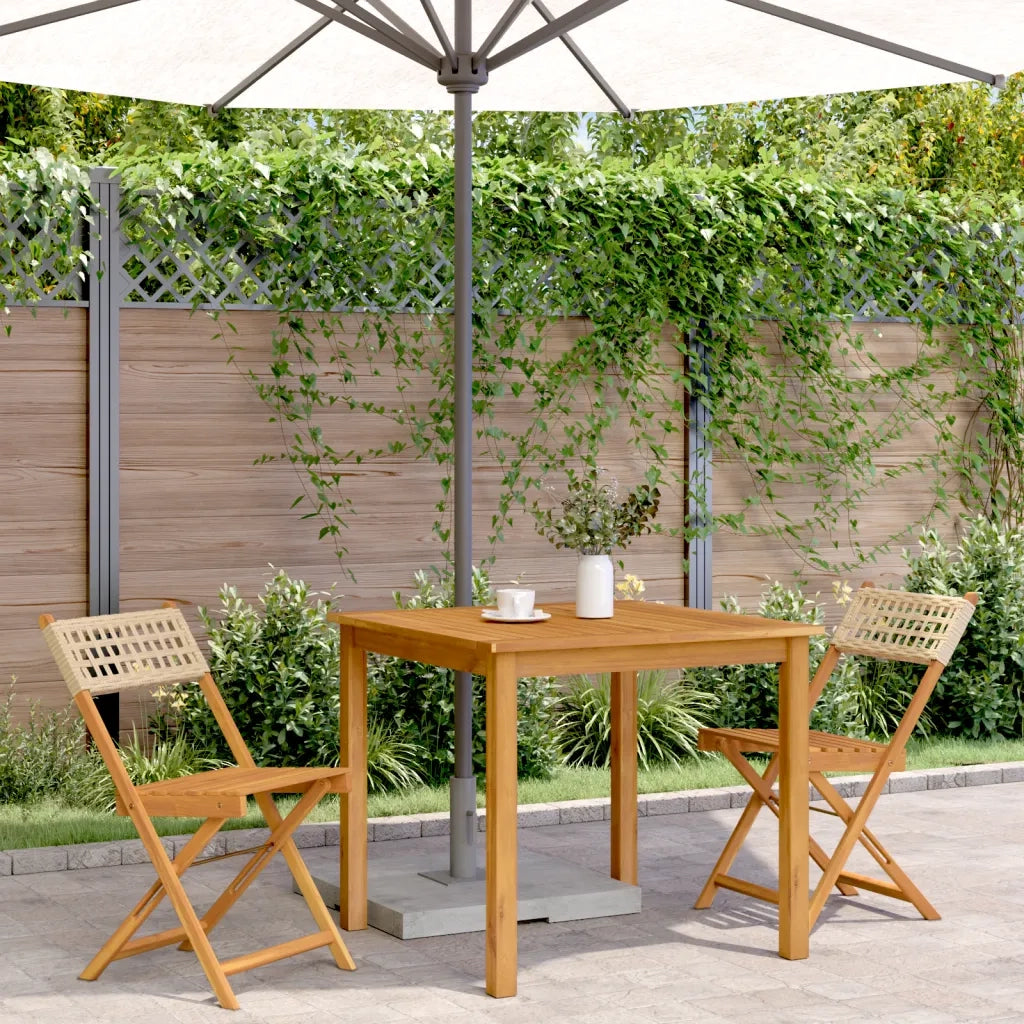 Sedie da BistrÃ² 2 pz Beige Legno Massello Acacia e Polyrattan