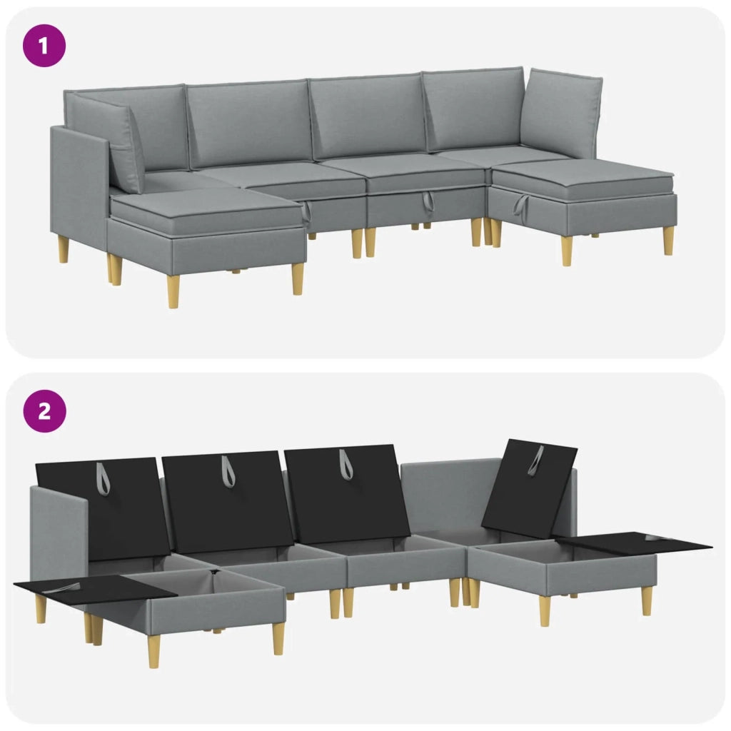 Set di mobili per il soggiorno 6 pcs Grigio Chiaro Tessuto 3413677