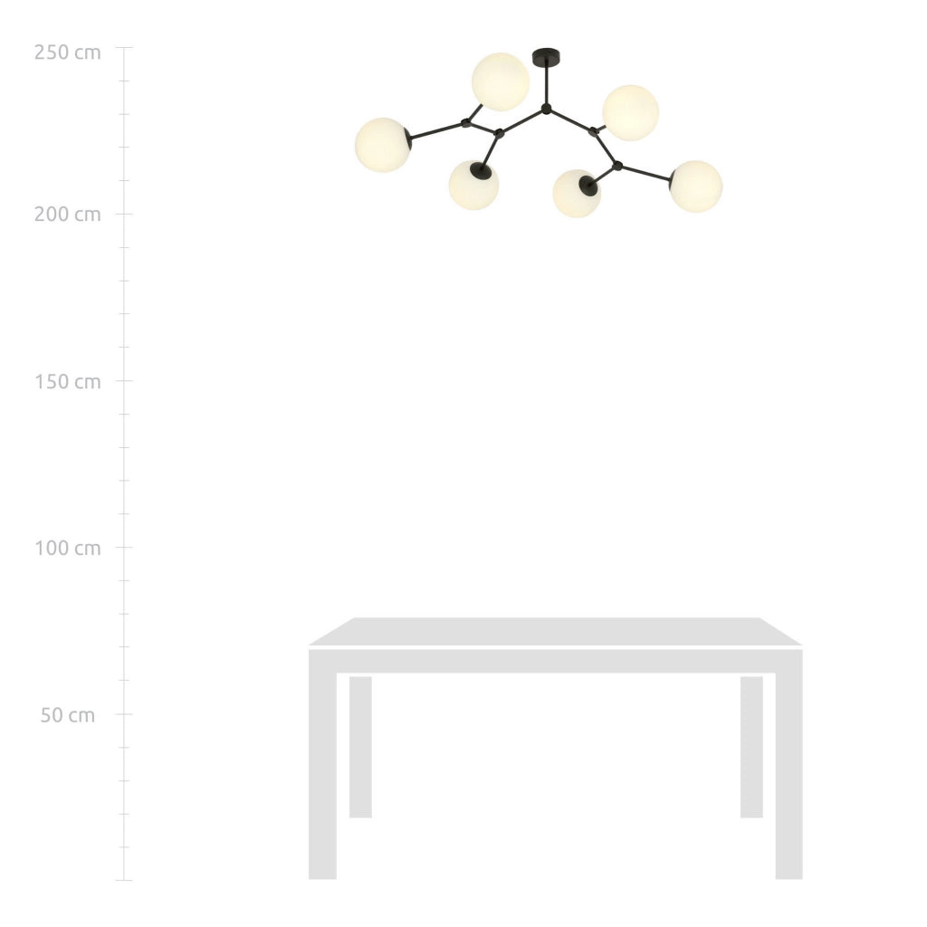 Lampadario Emibig Space 6xE14 nero/opalino dimmerabile