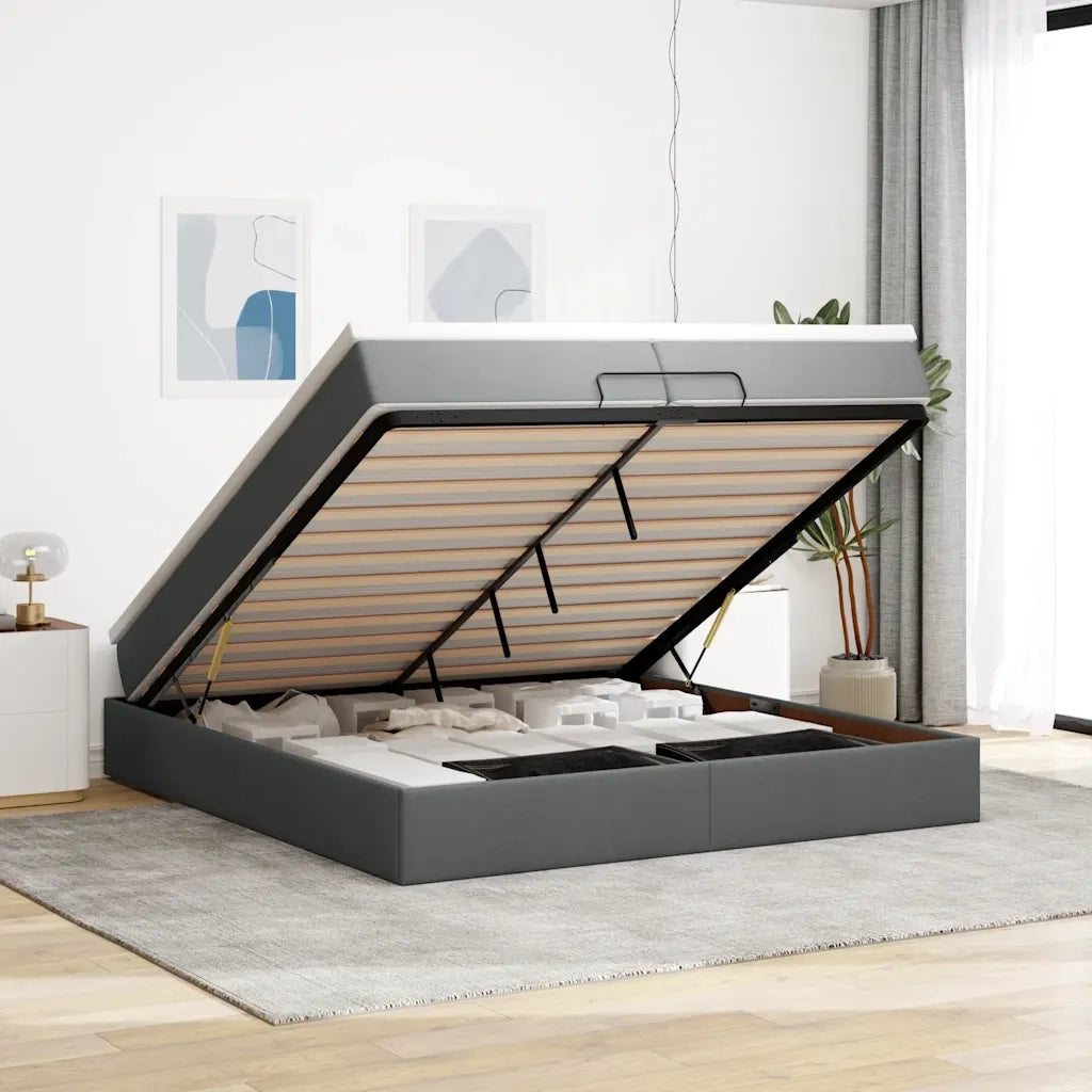 Struttura Letto Pouf con Materassi 200x200 cm in Tessuto 3311135