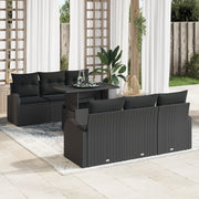 Set di Divani da Giardino con Cuscini  da 7 Pezzi in Polyrattan Nero