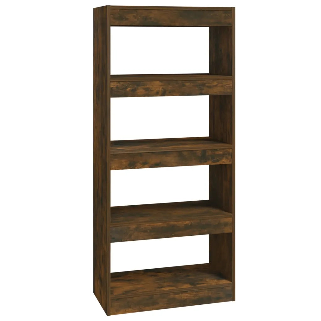 Libreria Divisorio-Scaffale per Libri-Mobile di Stoccaggio Rovere Fumo 60x30x135 cm Legno Multistrato