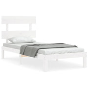 Letto singolo | Letto per adulti | Giroletto senza Materasso Bianco 90x200 cm Legno Massello Pino