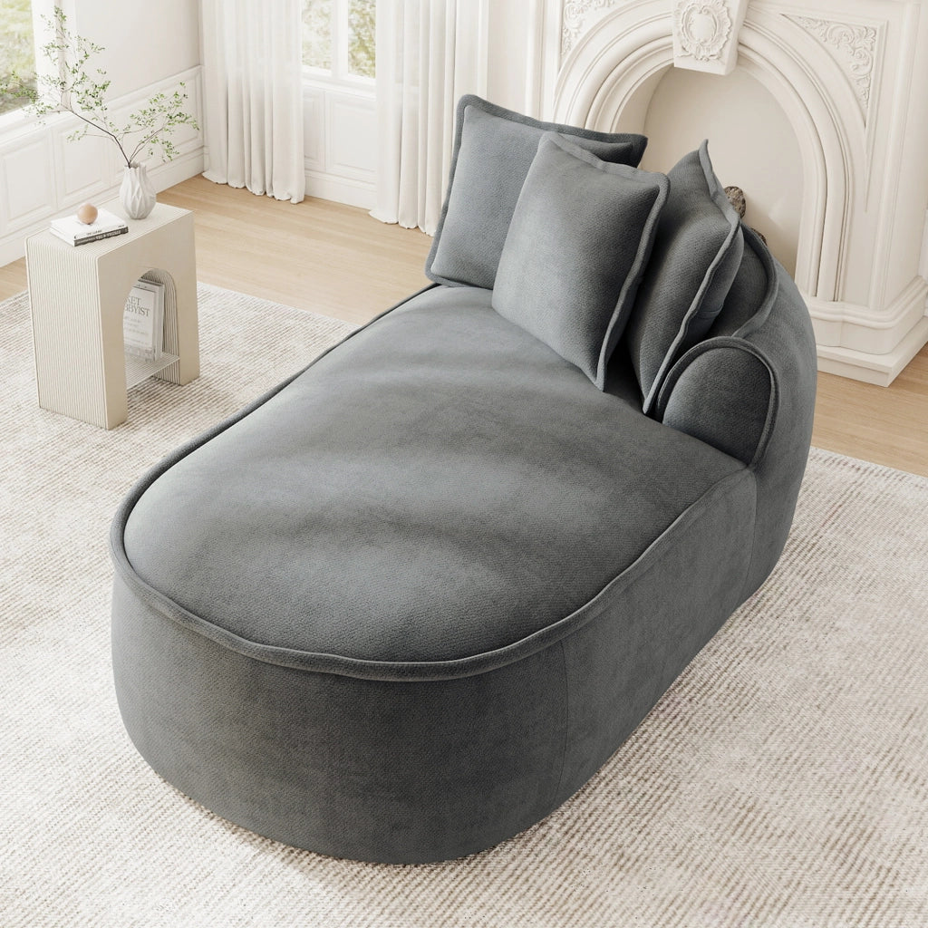 Chaise longue grigia in ciniglia 164 x 92 x 67 cm modulare trasformabile