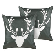 Set di 2 cuscini in velluto rosso con motivo di renne natalizie 45 x 45 cm accessori natalizi soggiorno camera da letto