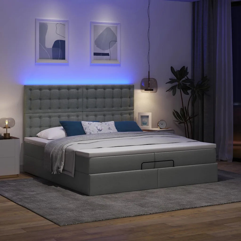 vidaXL Struttura Letto Pouf con Materassi 200x200 cm in Tessuto