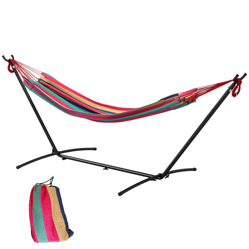 Amaca Autoportante con Supporto, Altezza Regolabile e Borsa di Trasporto, 310x117x105 cm, Rosso