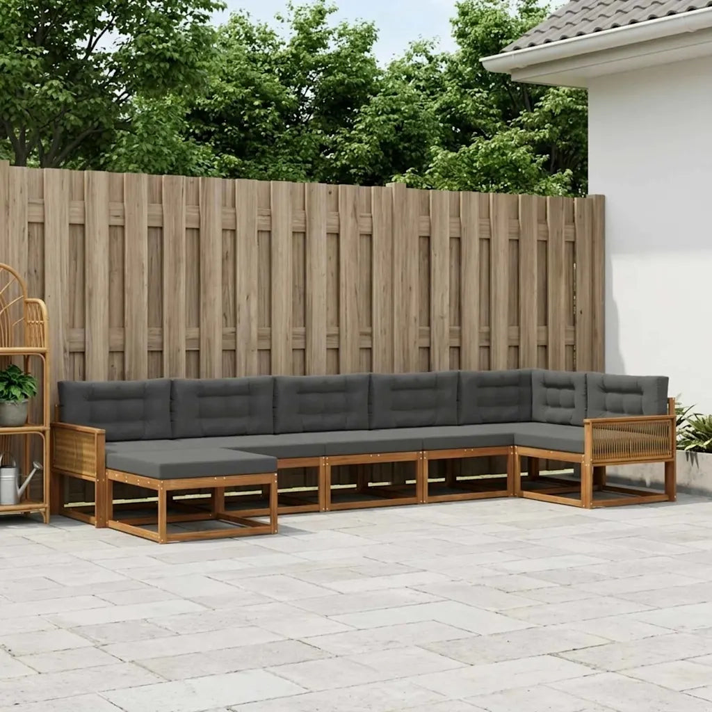 Set di divani da esterno con cuscino 7 pcs Naturale e Antracite