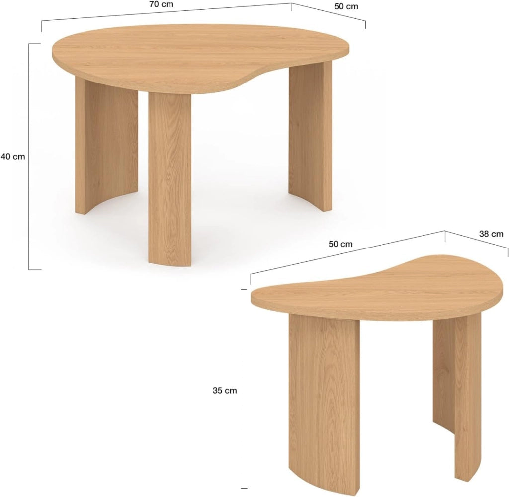 Set di 2 tavolini nidificanti COLINE 70/50 in legno effetto faggio