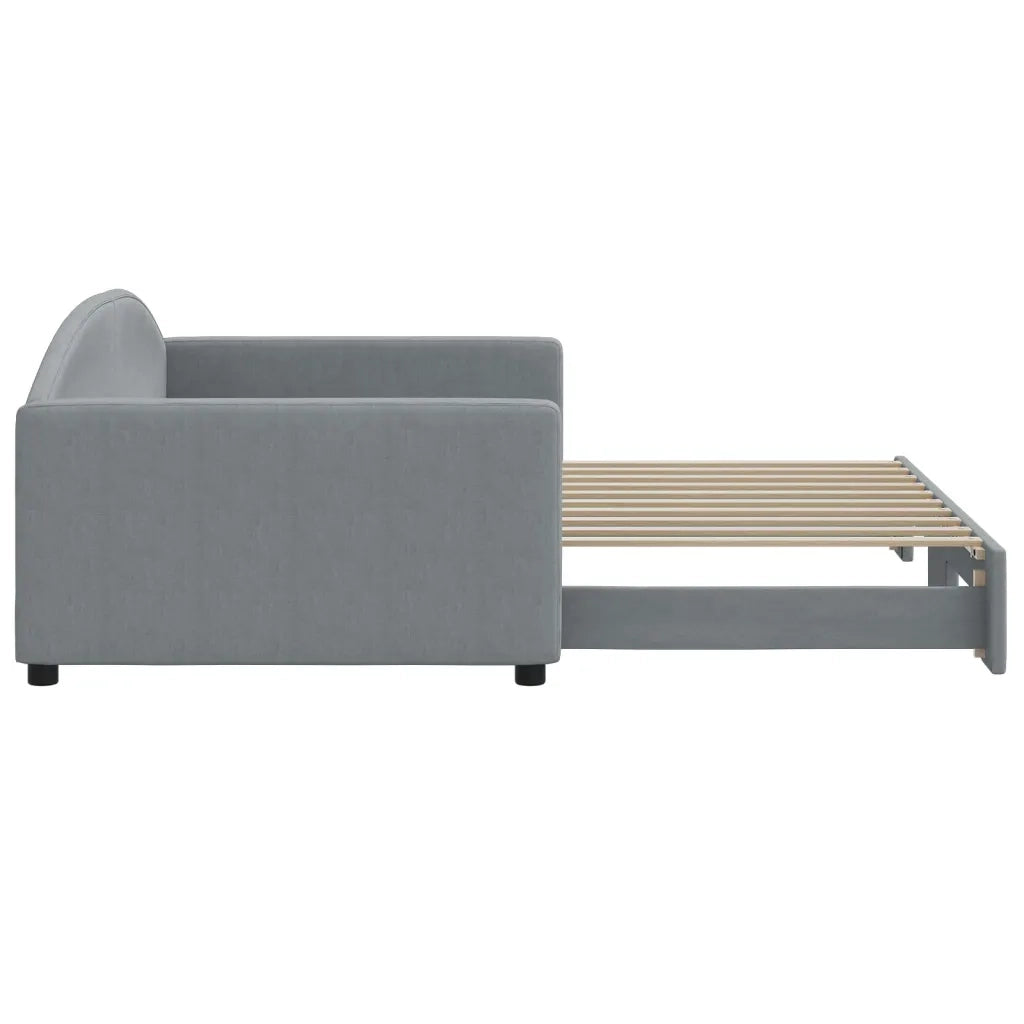 Divano Letto con Letto Estraibile Grigio Chiaro 100x190 Tessuto 3197265