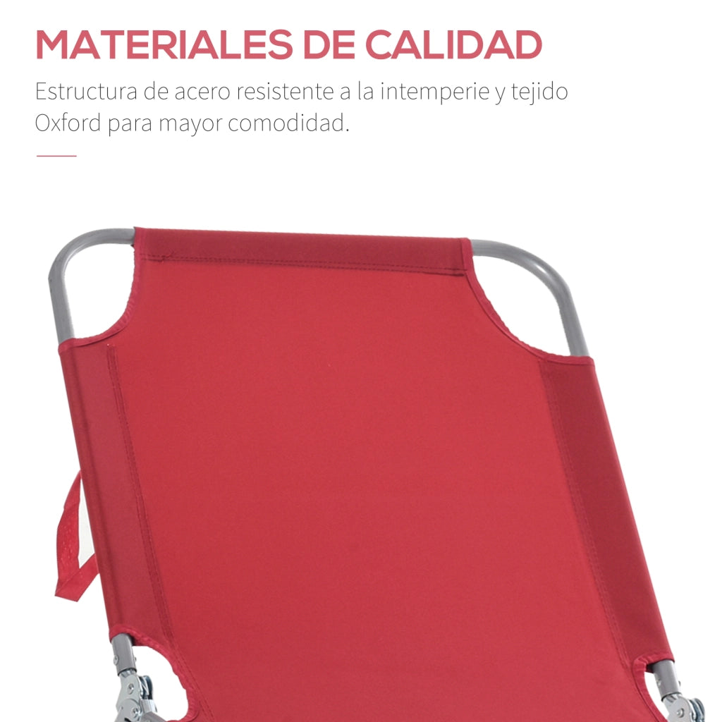 Tumbona Pieghevole con Braccioli ¨C Zephmum ¨C Bordeaux 187x55x24 cm