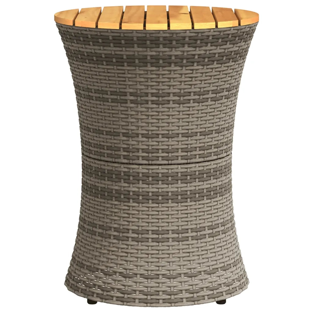 Tavolino Giardino Forma Tamburo Grigio Polyrattan Massello