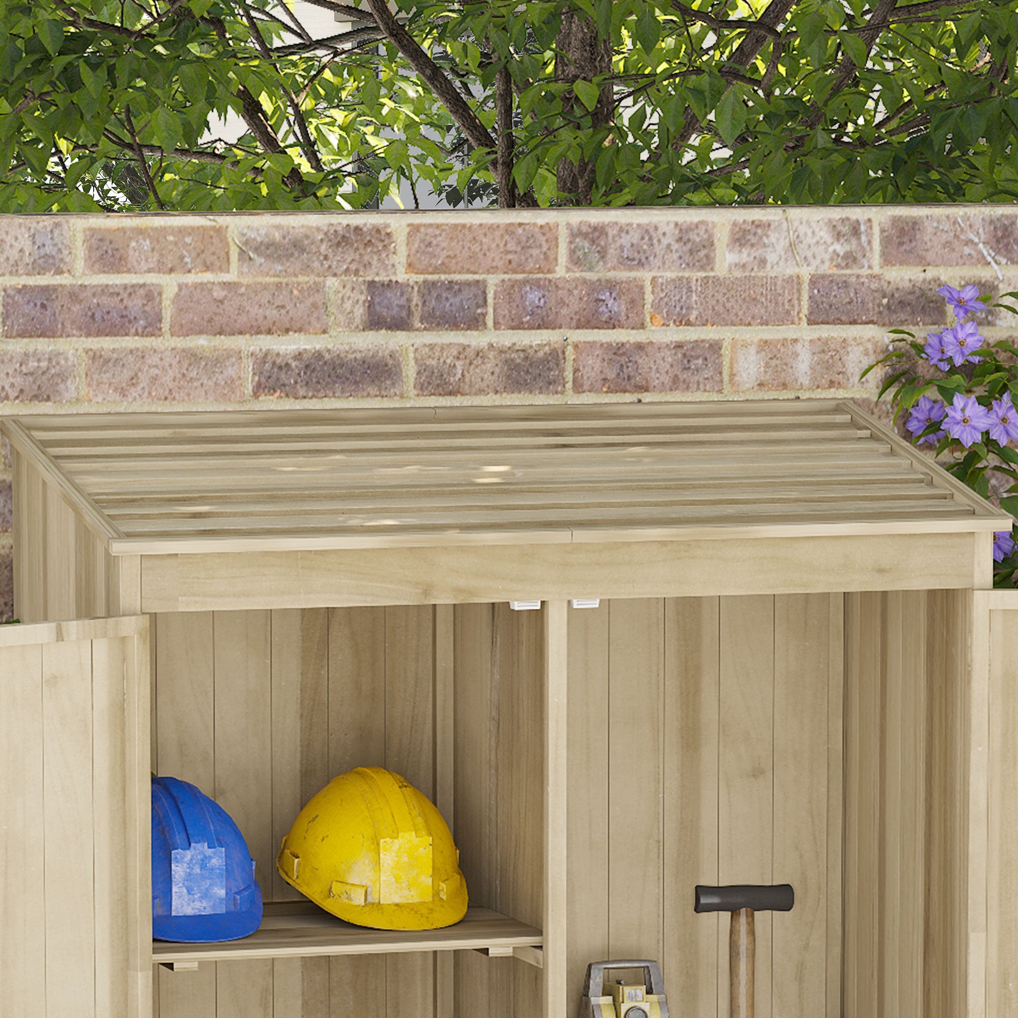 Casetta Box da Giardino 120x57x183 cm in Legno Naturale