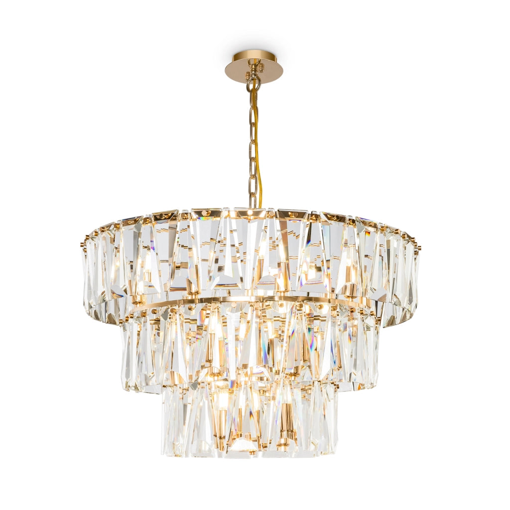 Maytoni Lampadario contemporaneo Puntes 18 luci E14 oro metallo cristallo
