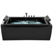 Vasca Idromassaggio Nero Sanitario Acrilico Imbottito Poggiatesta LED 172 x 83 cm