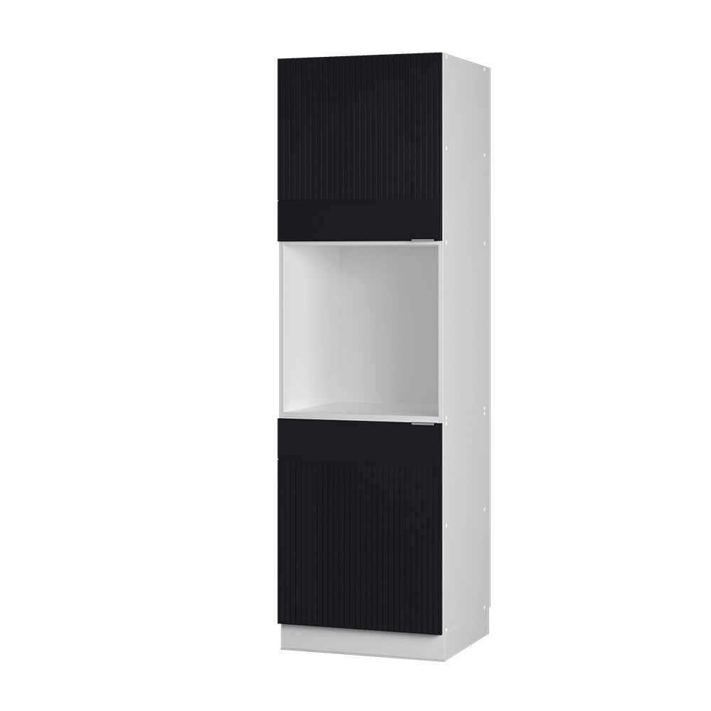 Mobile per forno da incasso Fame-Line Nero rigato/Bianco 60 cm con ripiano aperto Vicco