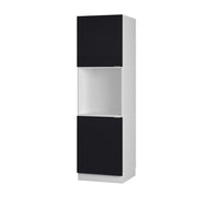 Mobile per forno da incasso Fame-Line Nero rigato/Bianco 60 cm con ripiano aperto Vicco