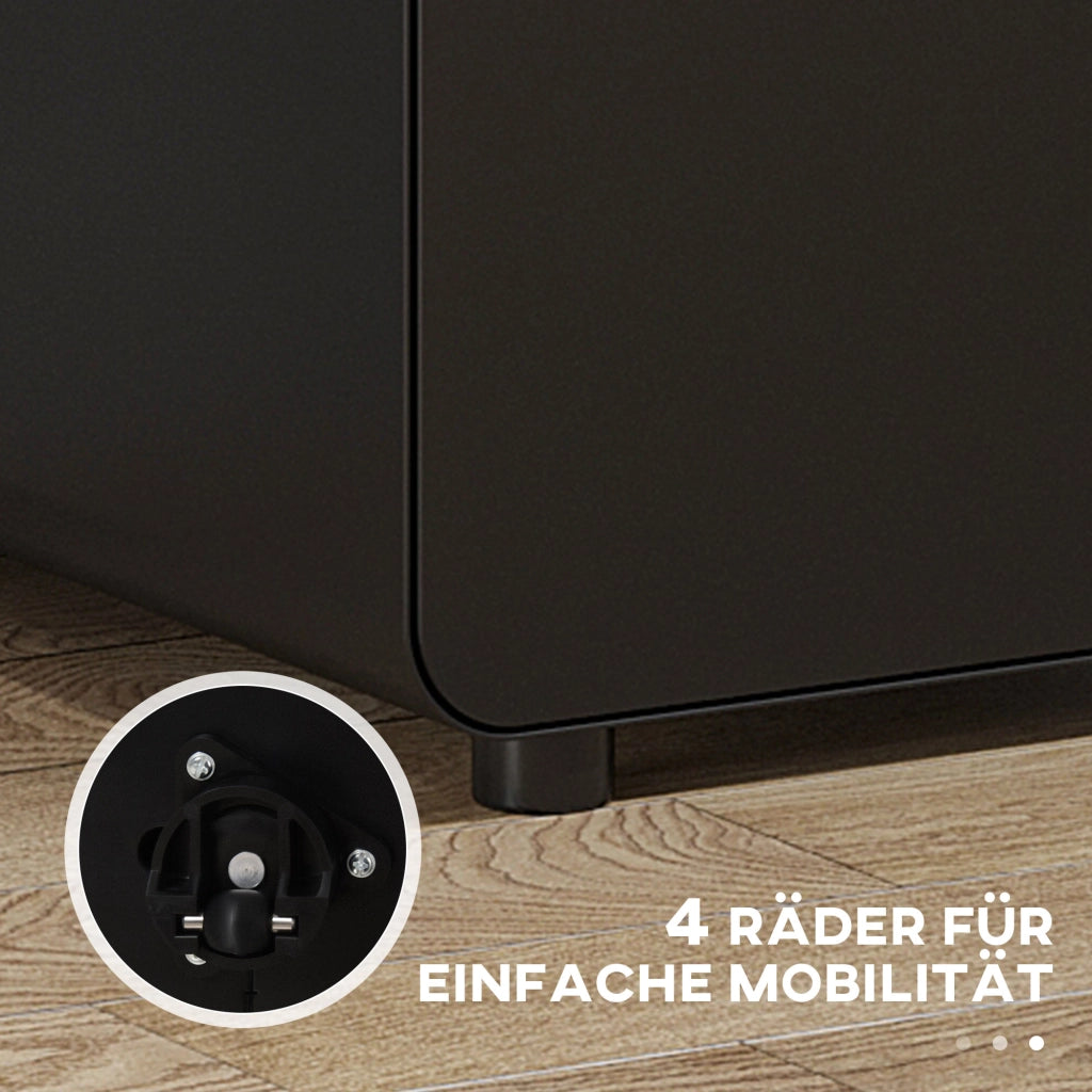 ARMADIO CONTENITORE SU RUOTE 39x48x59 cm IN ACCIAIO NERO