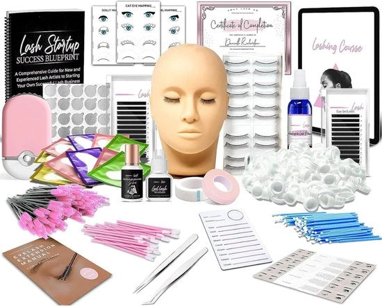Pacchetto di Avvio per Estensioni Ciglia con Manichino - Per Principianti e Professionisti - Set di Esercizio per Estensioni Ciglia - Kit di Sollevamento Ciglia - Set di Sollevamento Ciglia