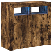Credenza | Madia | Buffet da pranzo | Armadio da pranzo con Luci LED Rovere Fumo 80x35x75 cm
