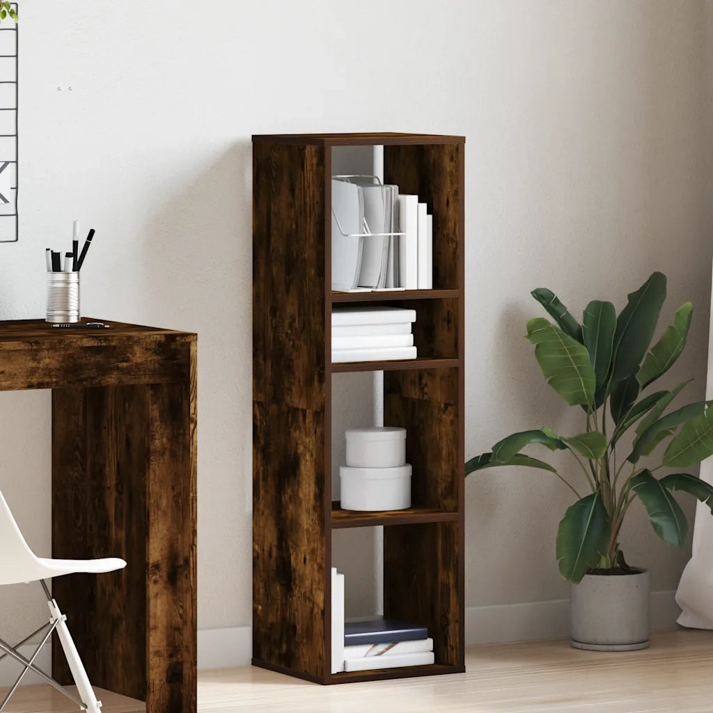 Libreria-Scaffale per Libri-Mobile di Stoccaggio Rovere Fumo 34x31x112 cm in Legno Multistrato