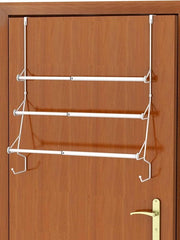Hanger per asciugamano regolabile senza perforazione - porta bagno deur garderoba con ganci - metallo bianco