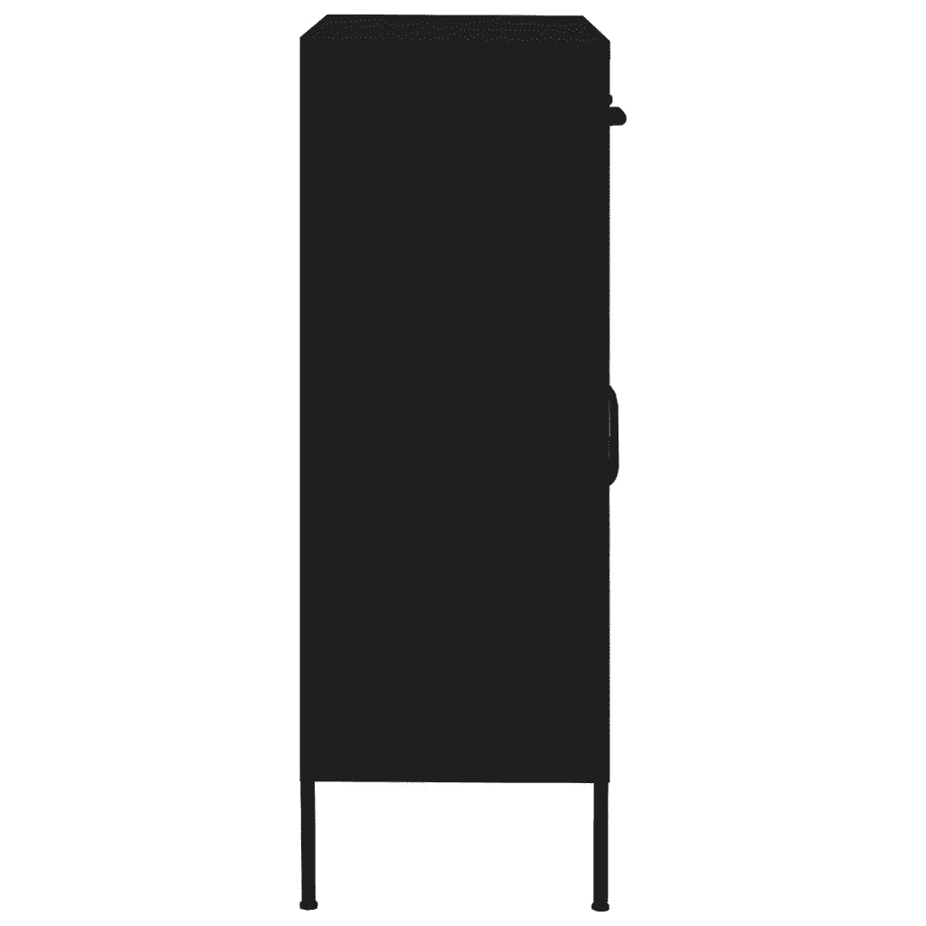 Robusto mobile contenitore moderno 80 x 35 x 101 cm con guide per cassetti a cuscinetti a sfera in acciaio nero 02_0046851