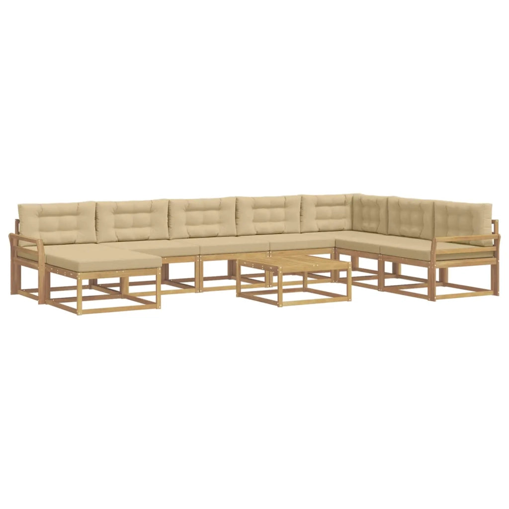 Set di divani da esterno 9 pcs Bianco e Beige