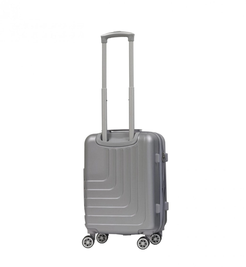 Trolley valigia in ABS rigido espandibile, 4 doppie ruote silver 40x20x55cm Natan