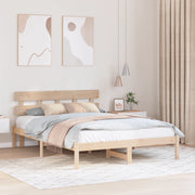 Struttura Letto con Testiera 150x200 cm in Legno Massello di Pino