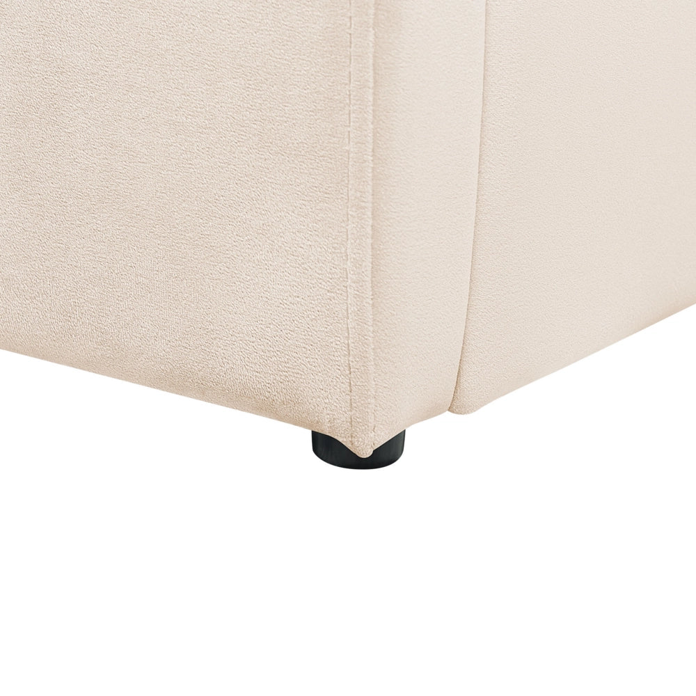 Letto con Contenitore in Velluto beige, Misura Singola 90 x 200 cm Design Minimalista Retro con Testiera a Mezza Luna con contenitore