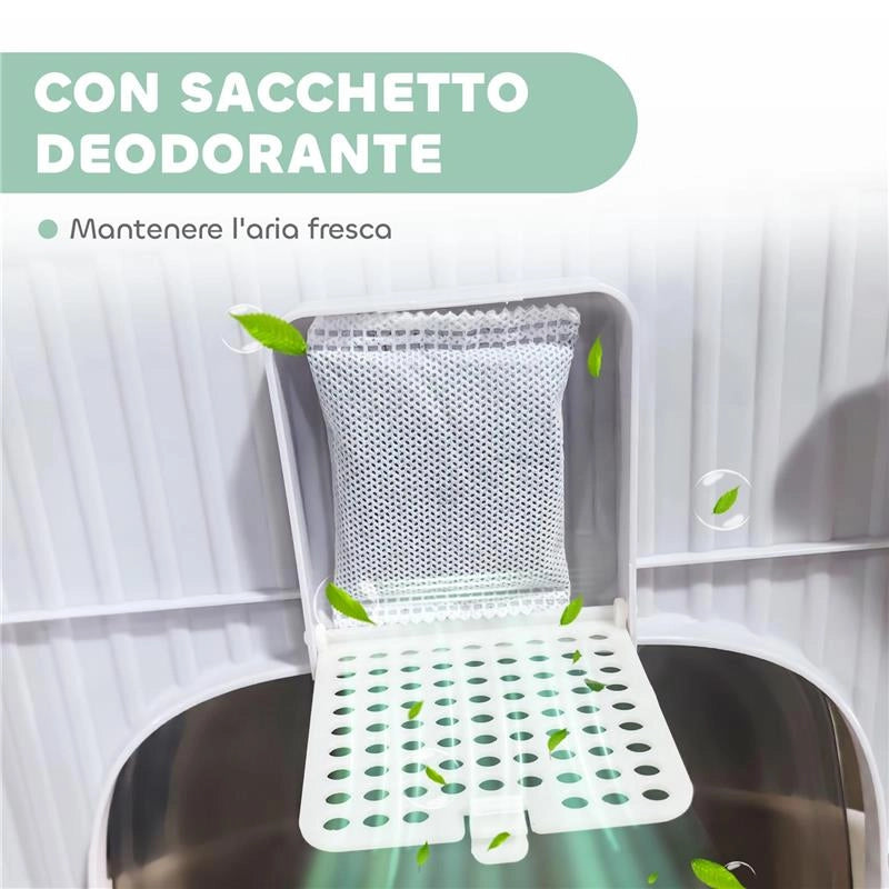 LETTIERA PER GATTI CHIUSA CON 2 PORTE, VASSOIO ESTRAIBILE, PALETTA E DEODORANTE, IN PP, 40.5X52.5X42.5 CM, VERDE