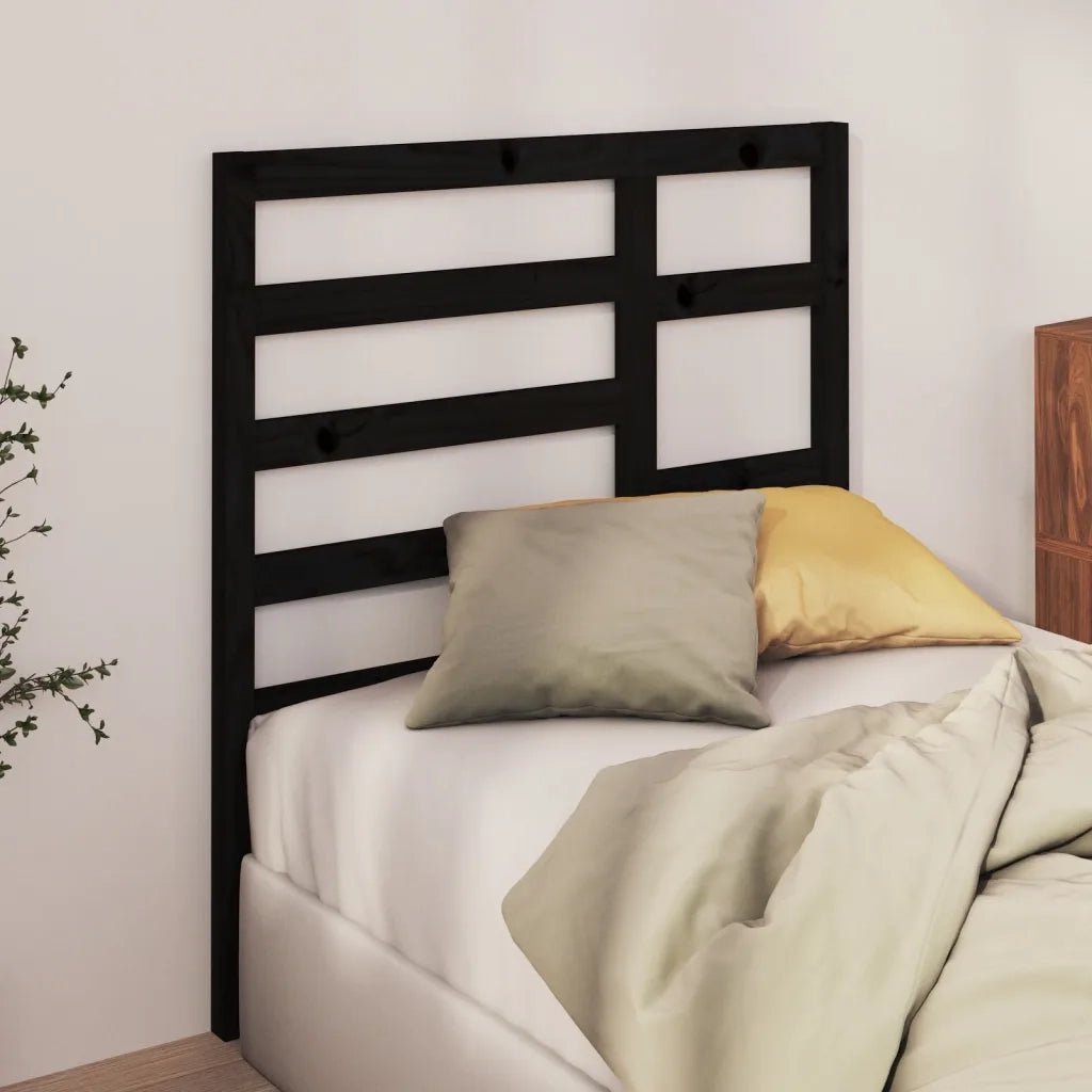 Testiera | Testata per Letto Nera 96x4x104 cm in Legno Massello di Pino
