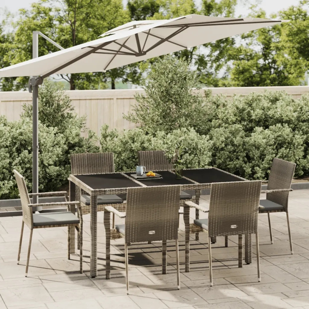 Set da Pranzo da Giardino 7 pz con Cuscini in Polyrattan Grigio 3184984