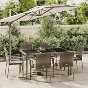Set da Pranzo da Giardino 7 pz con Cuscini in Polyrattan Grigio 3184984