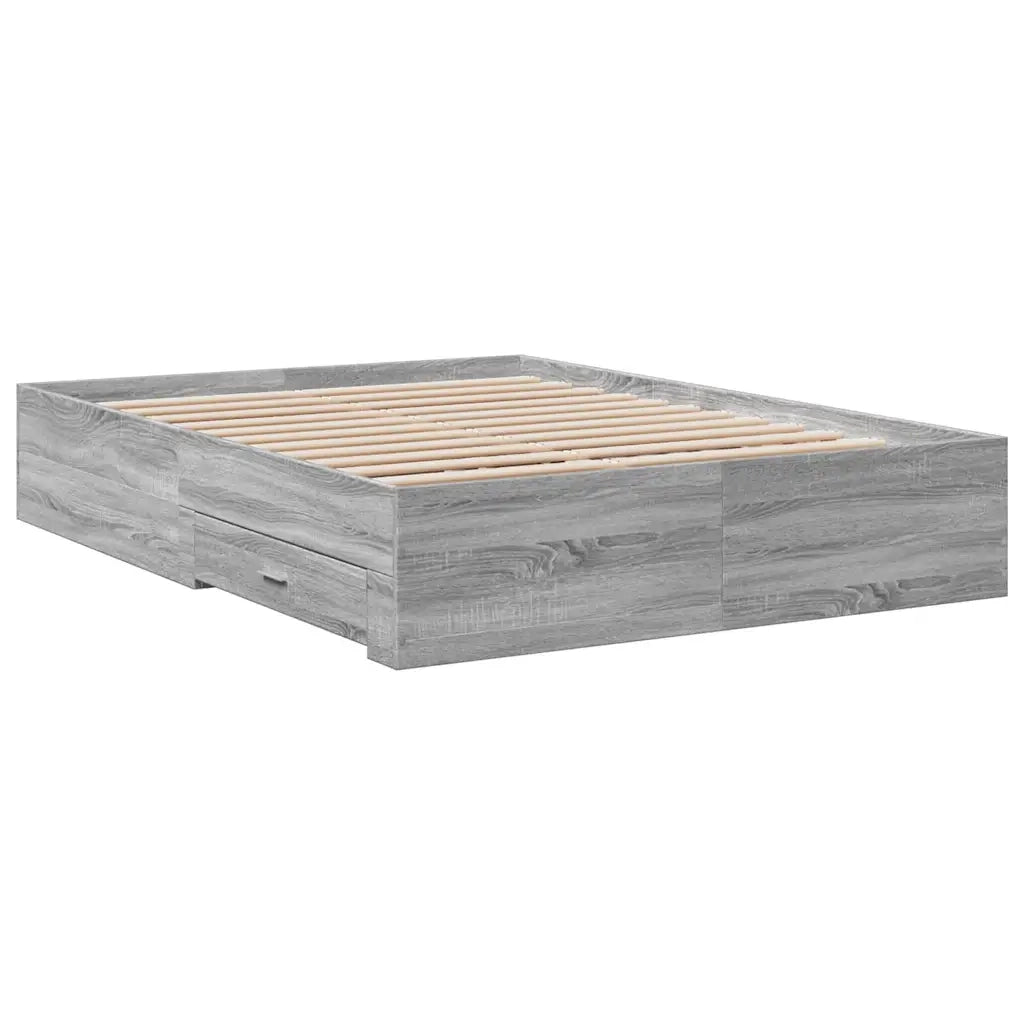 Giroletto Cassetti-Struttura Letto con contenitore Grigio Sonoma 135x190 cm Legno Multistrato 476892