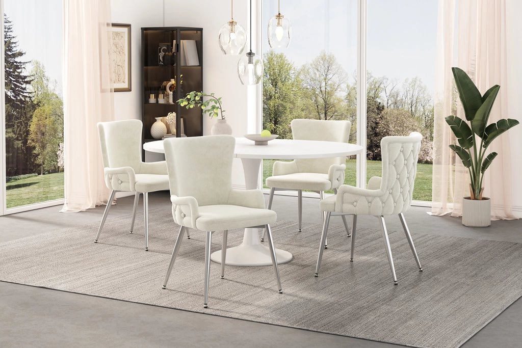 Sedia da pranzo set da 6 con gambe in metallo design moderno per sala da pranzo soggiorno o camera in velluto beige