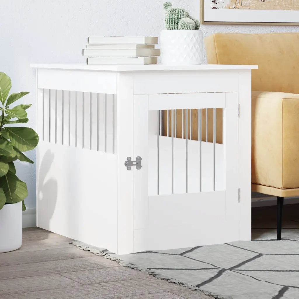 Gabbia Cani Arredamento Bianca 64,5x80x71cm Legno Multistrato 838330